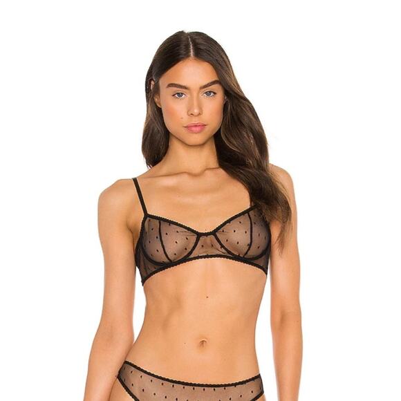 Mina Lisa Mesh Clip Dot Balconette Bra In Onyx XS - Picture 2 of 8
